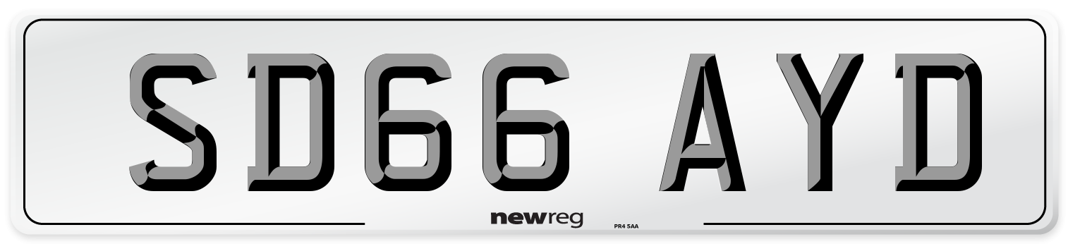 SD66 AYD Number Plate from New Reg